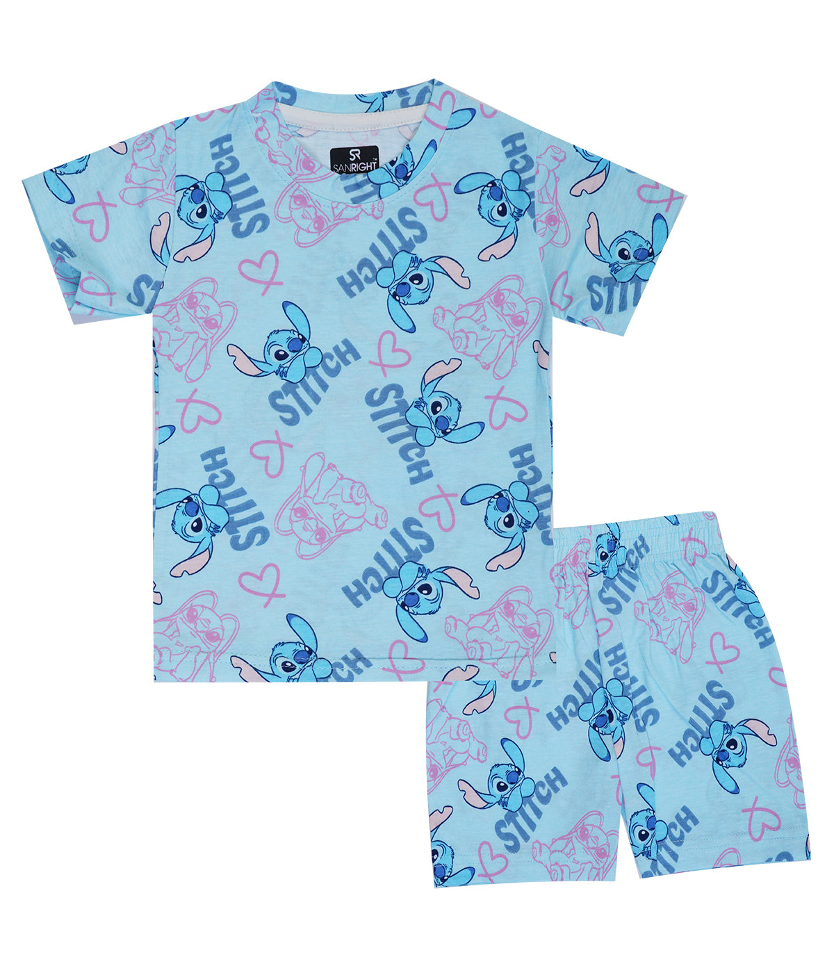 Shorts Sleeves Tshirt with Shorts Sets (Bluey Stitch) - sanright