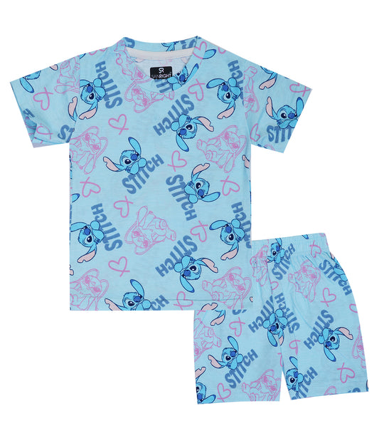 Shorts Sleeves Tshirt with Shorts Sets (Bluey Stitch) - sanright