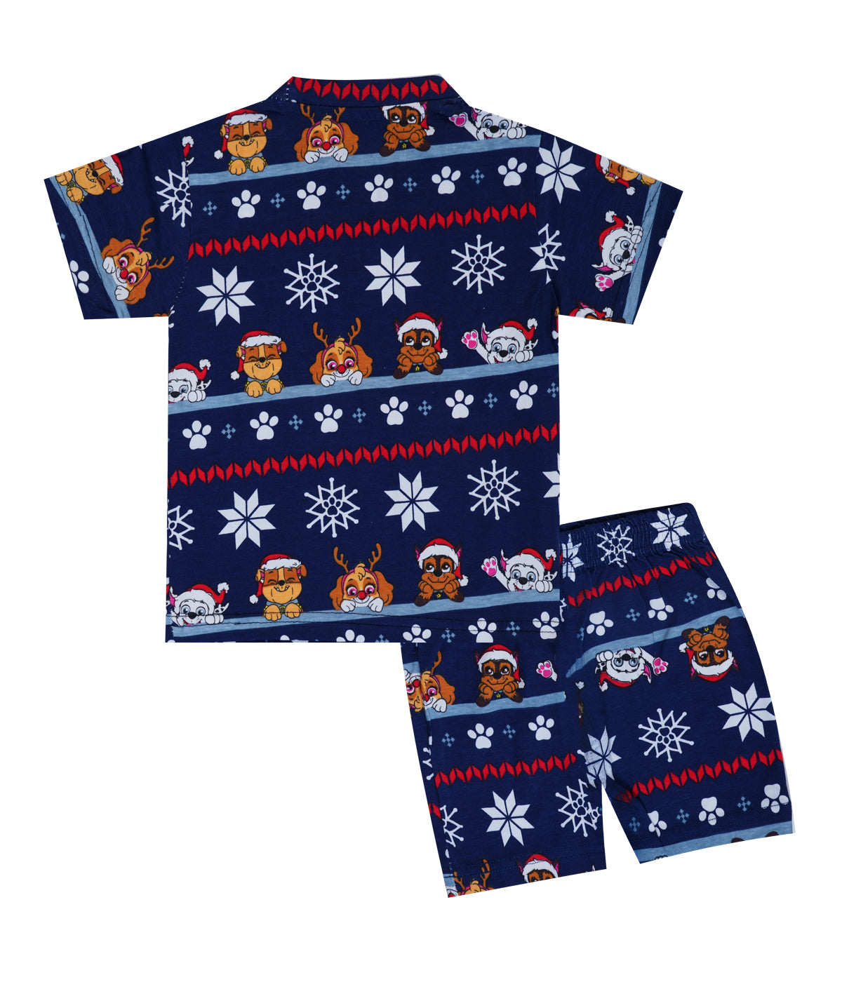 Shorts Sleeves Tshirt with Shorts Sets (Blue Christmas) - sanright