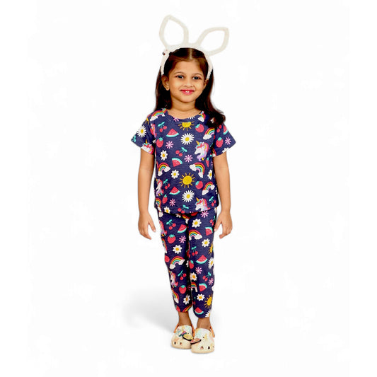 Half Sleeves Pajama Set (Unicorn) - sanright