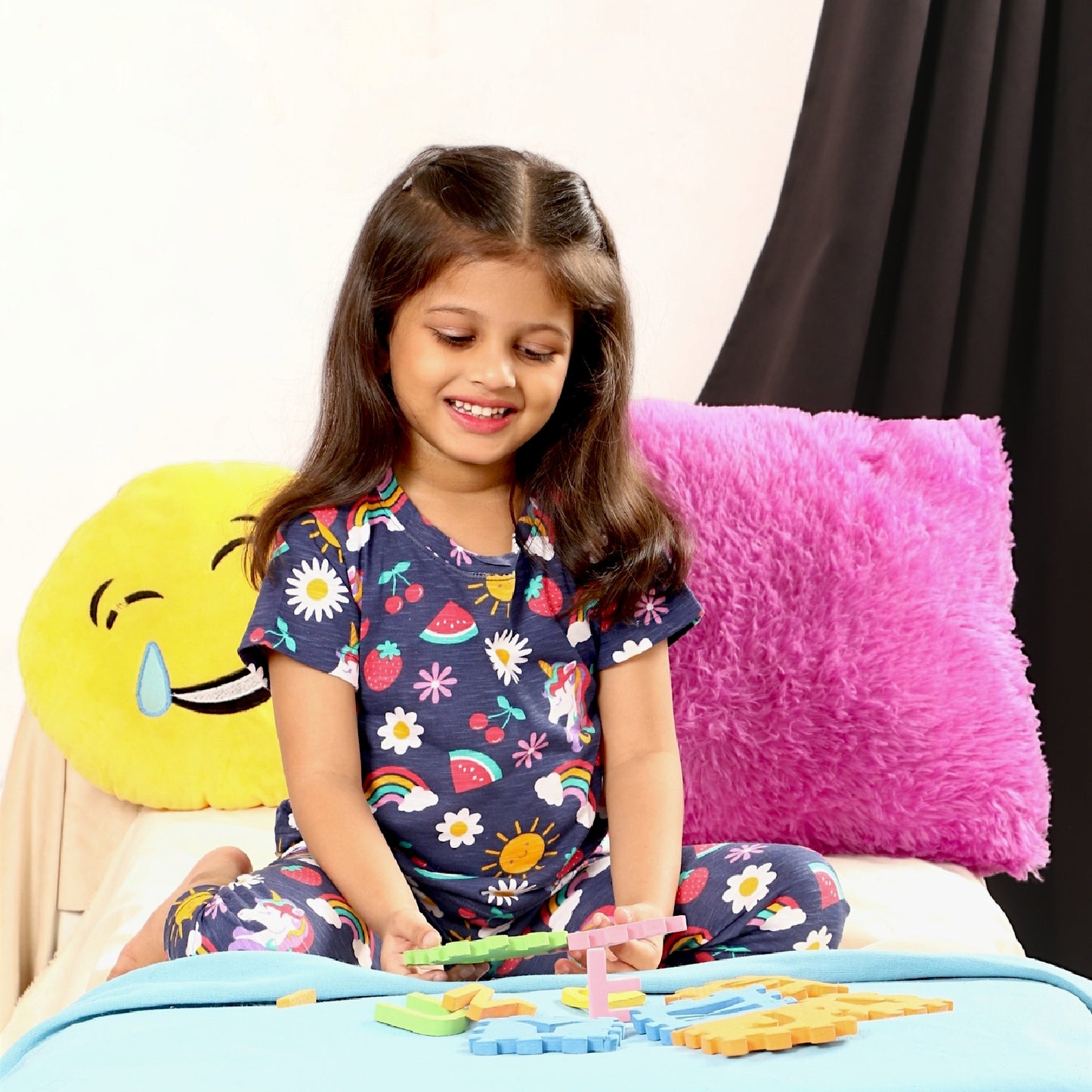 Half Sleeves Pajama Set (Unicorn) - sanright