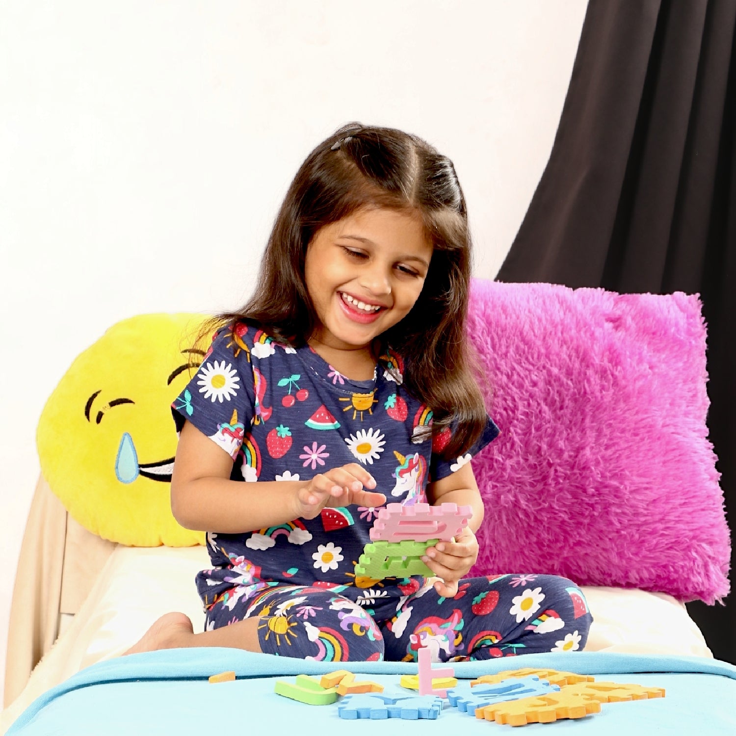 Half Sleeves Pajama Set (Unicorn) - sanright