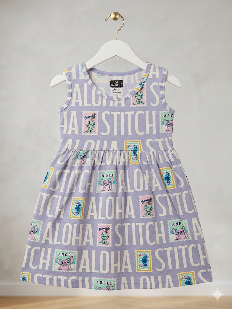Sleeveless Cotton Frocks (Lilac Stitch)