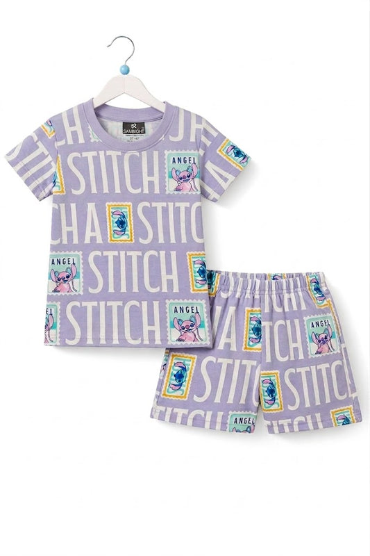 Shorts Sleeves Tshirt with Shorts Sets (Stitch Square))