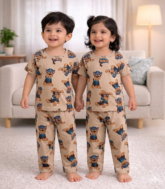 (CP006) - Premium Cotton Half sleeves Tshirt with Pant (Paw Patrol)