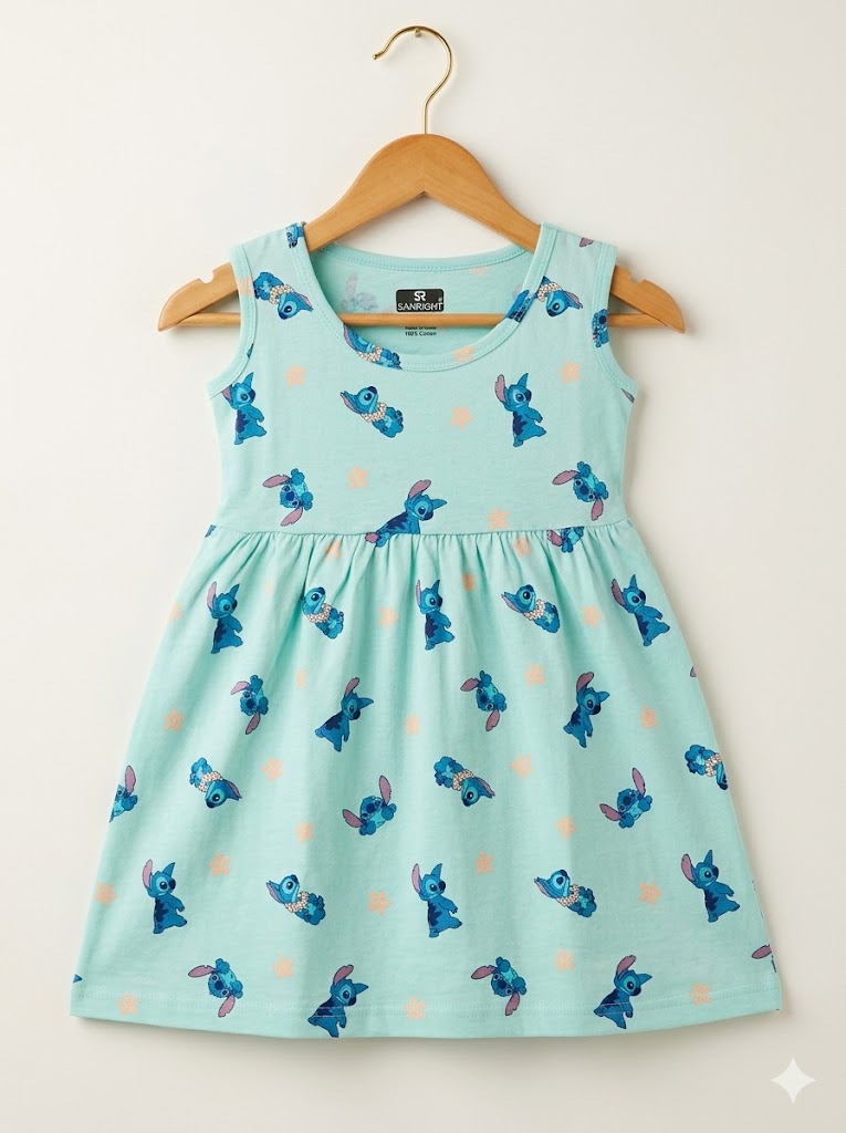 Sleeveless Cotton Frocks (Ice Blue Stitch)