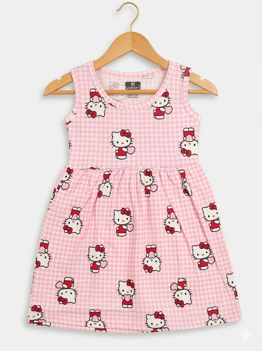 Sleeveless Cotton Frocks ( Led Pink  Puppe)