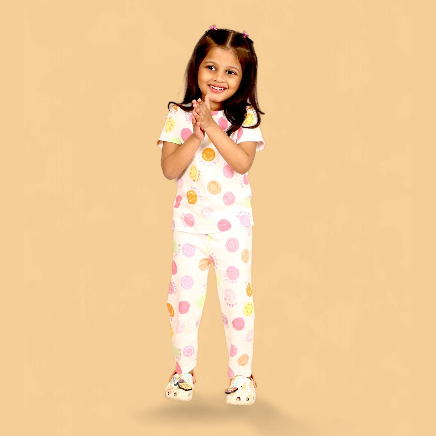 Half Sleeves Pajama Set (Smiley) - sanright