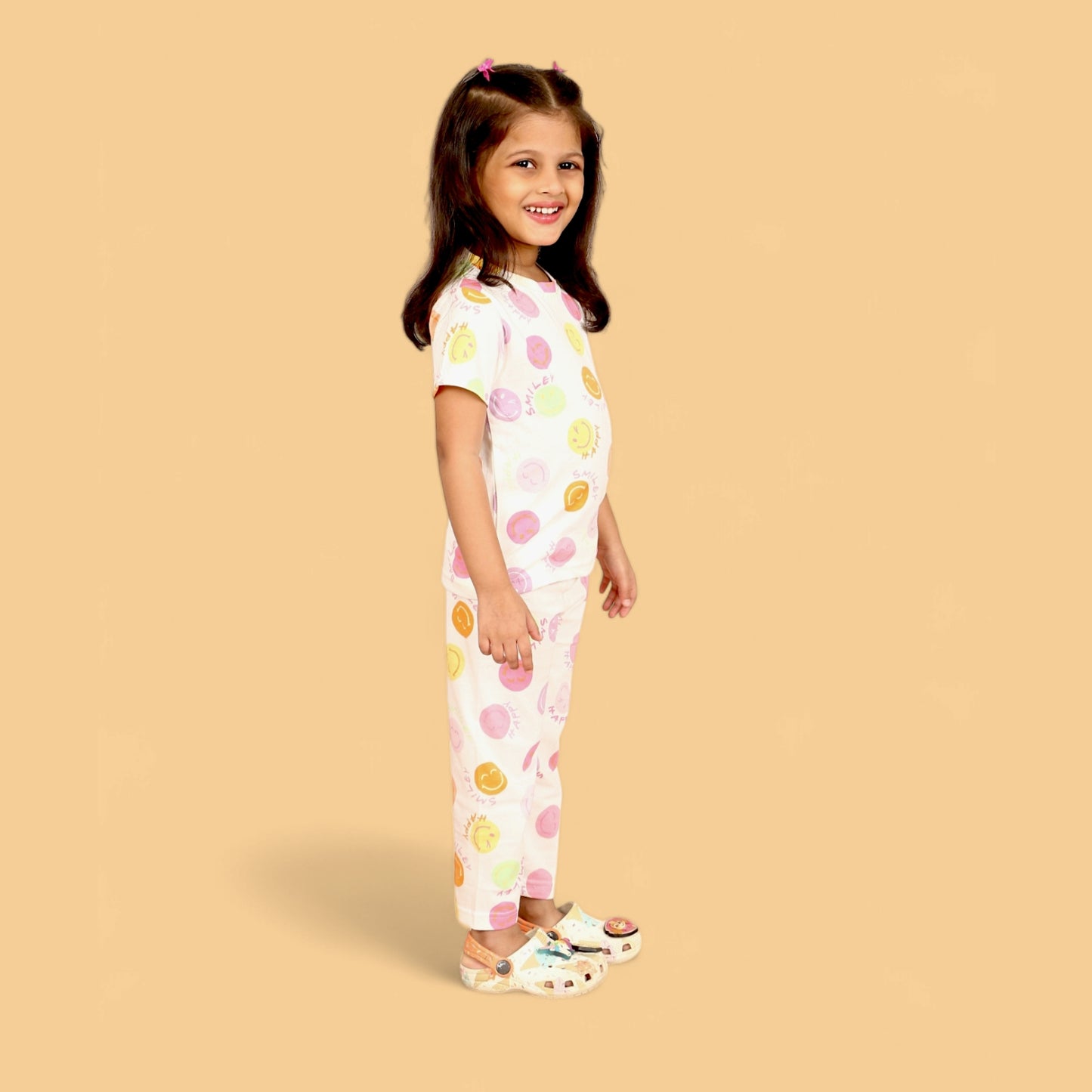 Half Sleeves Pajama Set (Smiley) - sanright
