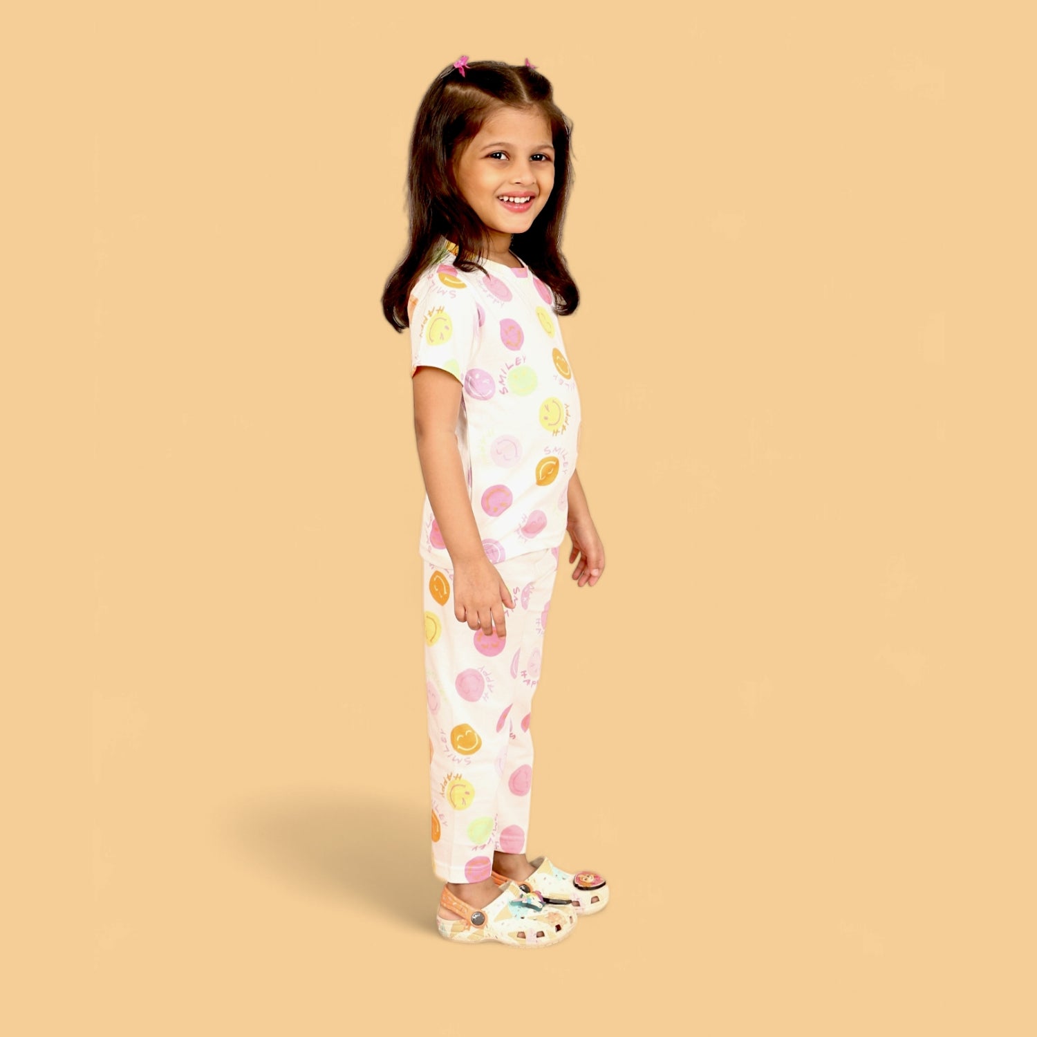 Half Sleeves Pajama Set (Smiley) - sanright