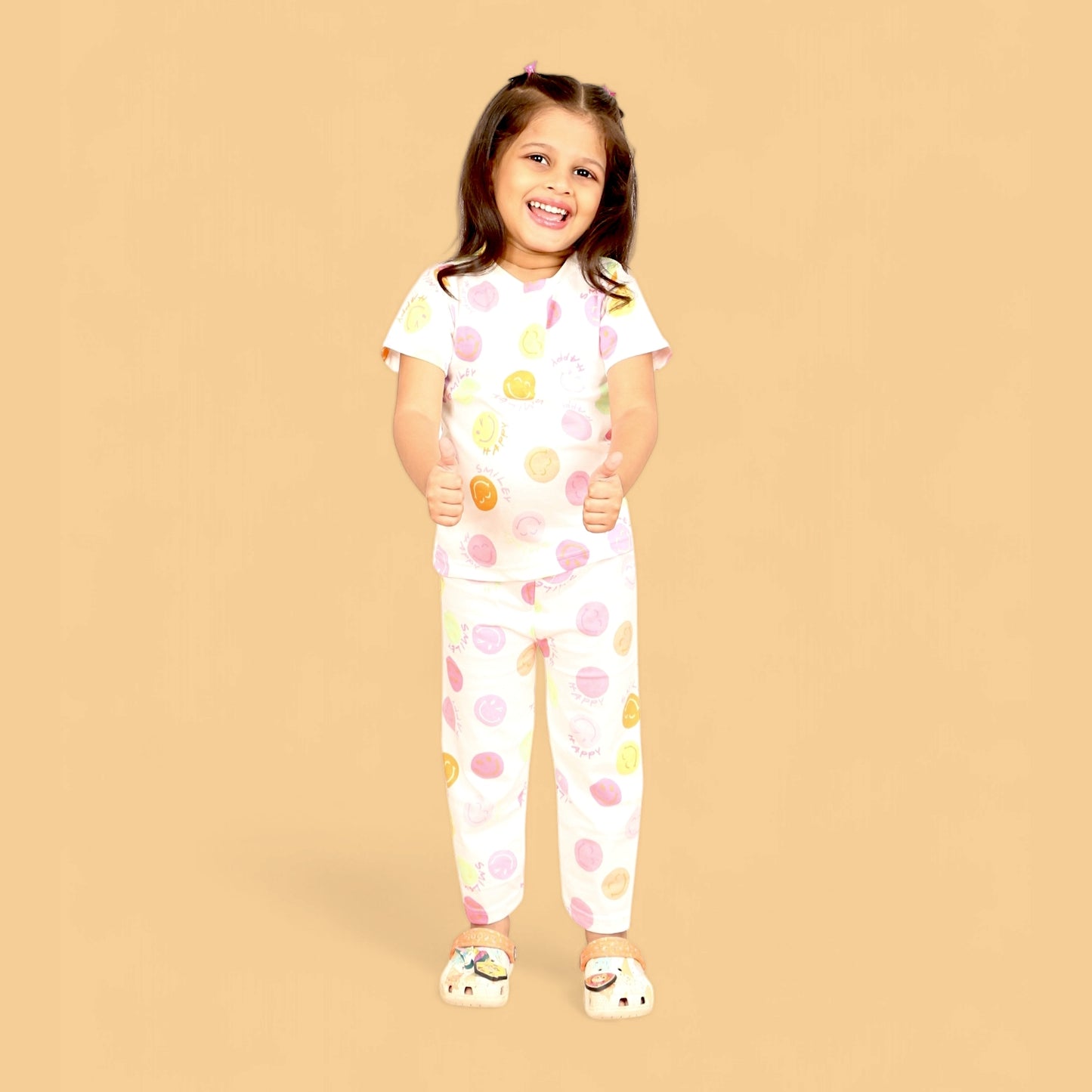 Half Sleeves Pajama Set (Smiley) - sanright