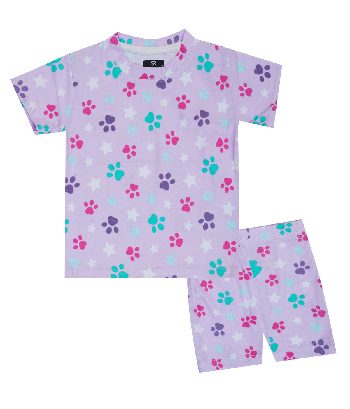 Shorts Sleeves Tshirt with Shorts Sets (Pink Paw) - sanright