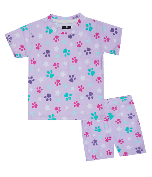 Shorts Sleeves Tshirt with Shorts Sets (Pink Paw) - sanright