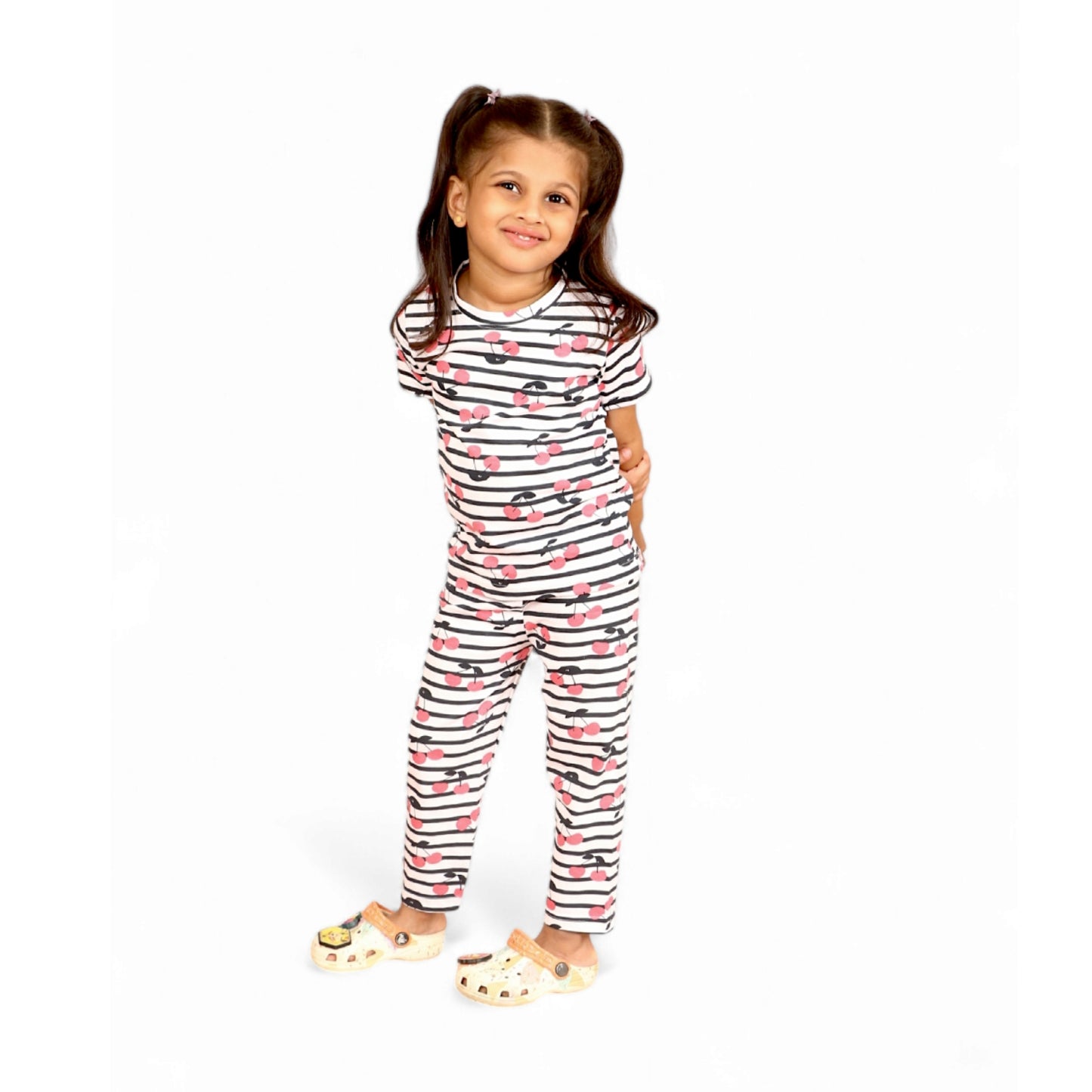 Half Sleeves Pajama Set (Cherry) - sanright