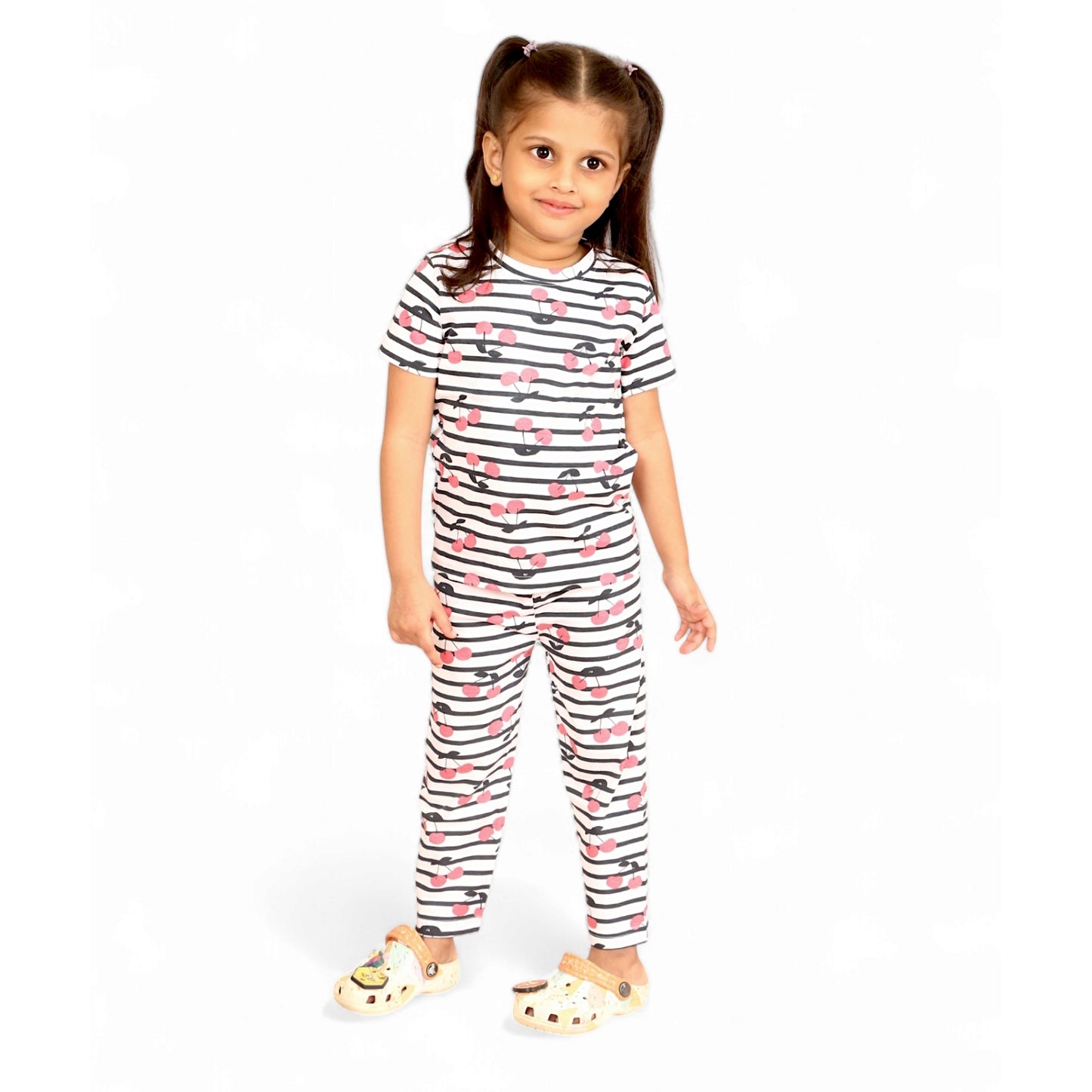 Half Sleeves Pajama Set (Cherry) - sanright