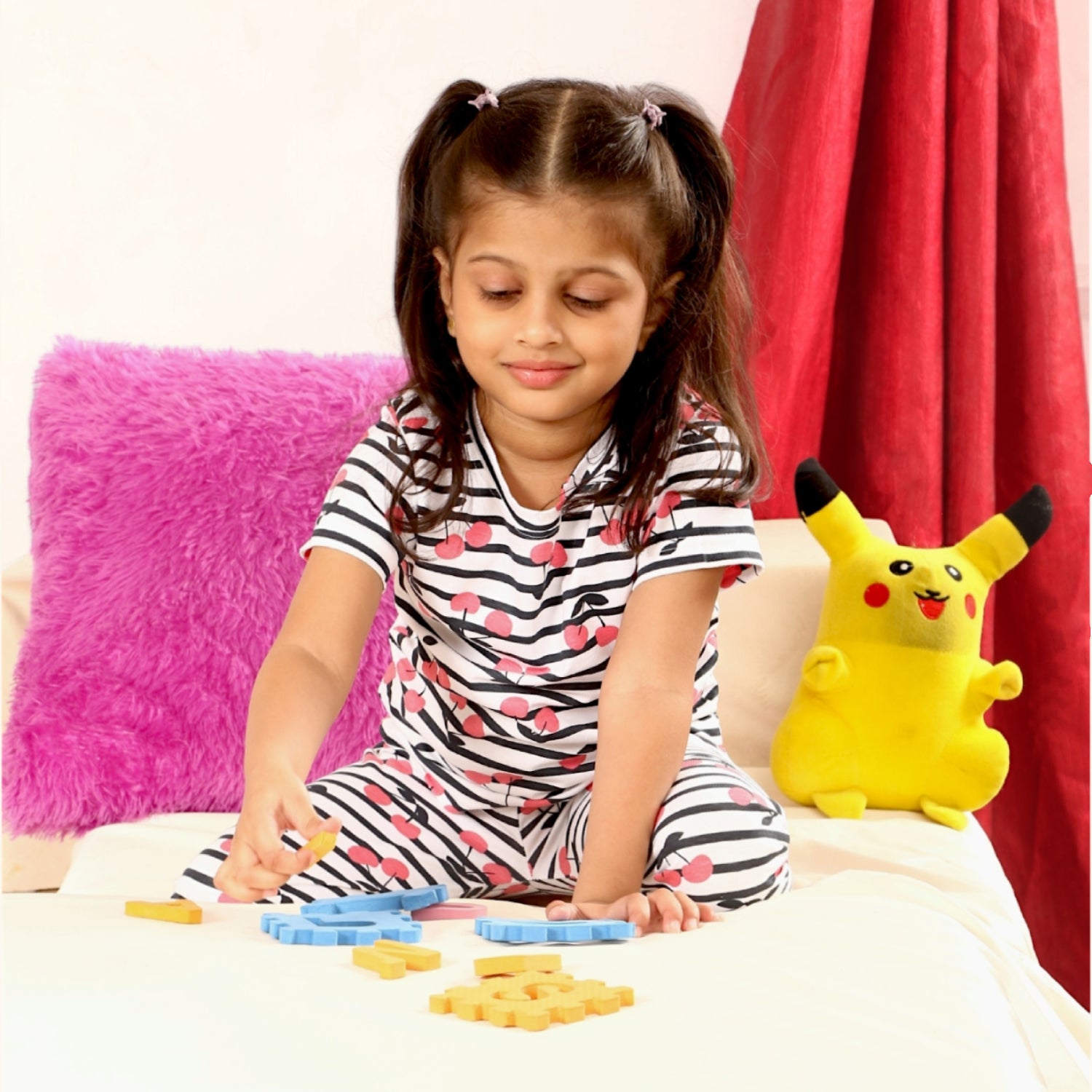 Half Sleeves Pajama Set (Cherry) - sanright