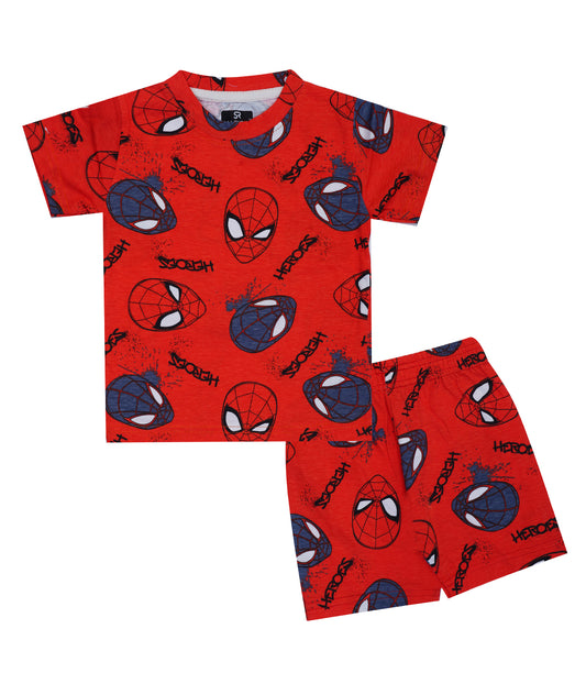 Shorts Sleeves Tshirt with Shorts Sets (Big Red Spider Man) - sanright